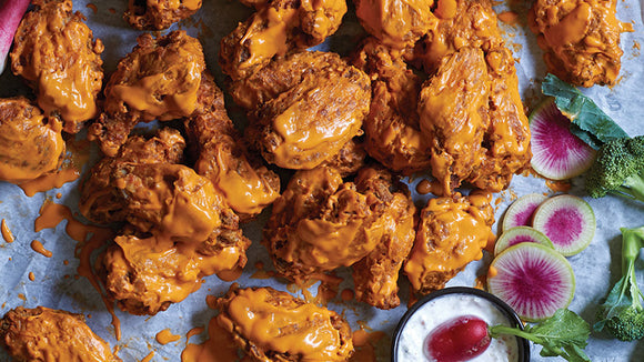 Crystal Hot Wings with Greek Yogurt Sauce